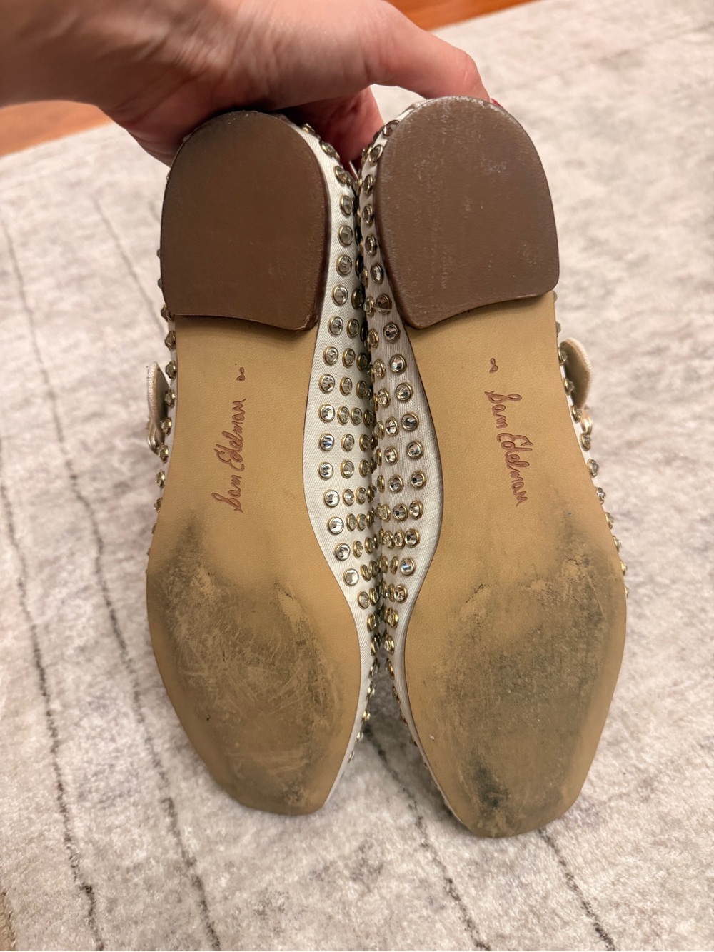 Sam Edelman Ivory Rhinestone Mary Jane Flats - Picture 4 of 10